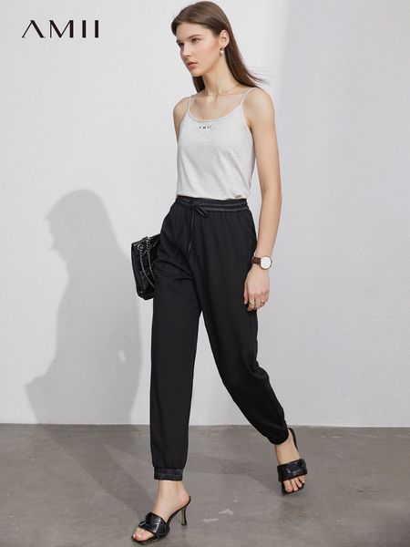 

women's pants & capris calÃ§as femininas esportivas, minimalistas para mulheres, primavera e verÃ£o, casual, com elÃ¡stico na cintura, sol, Black;white