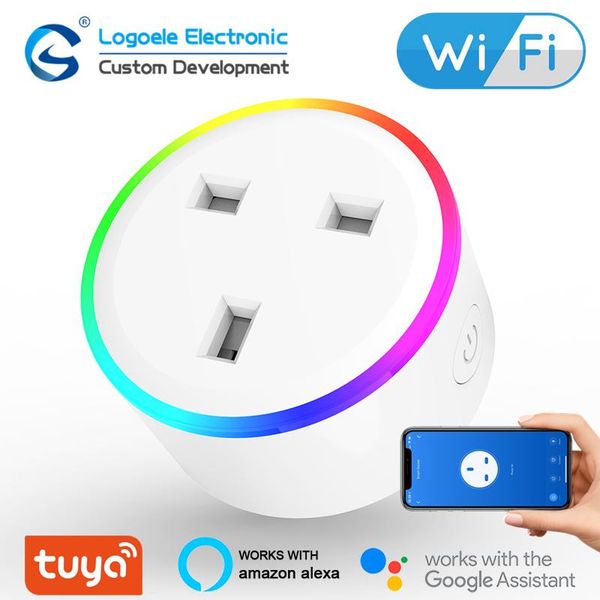 

smart power plugs logoele tuya wifi socket uk plug 10a night light control timer compatible works with alexa google assistant home 100-240v