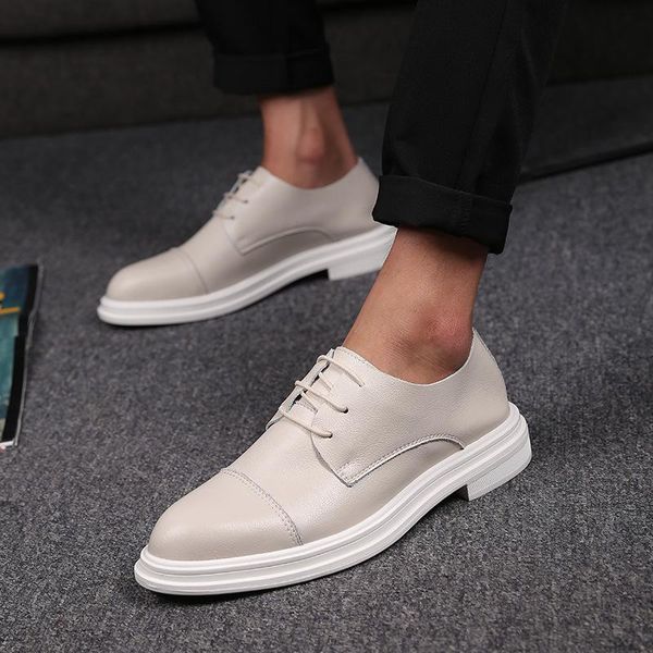 

dress shoes men spring summer formal genuine leather business casual office luxury male breathable, Black