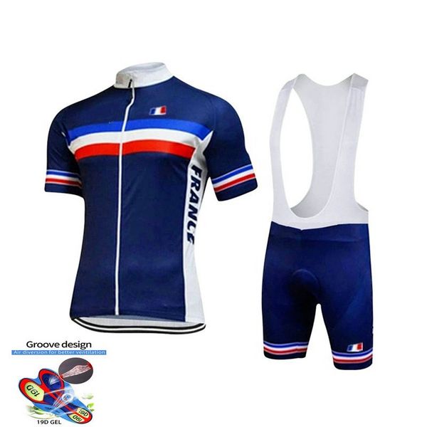 Caskyte Summer France Team Одежда для велоспорта Синяя велосипедная майка Быстросохнущая велосипедная одежда Летняя велосипедная форма с коротким рукавом