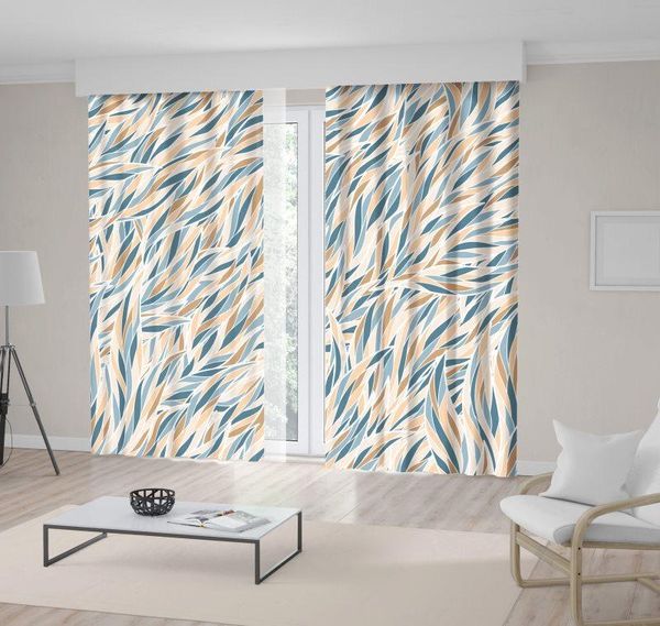 

curtain & drapes waves pattern grass summertime abstract doodle artwork printed blue and orange