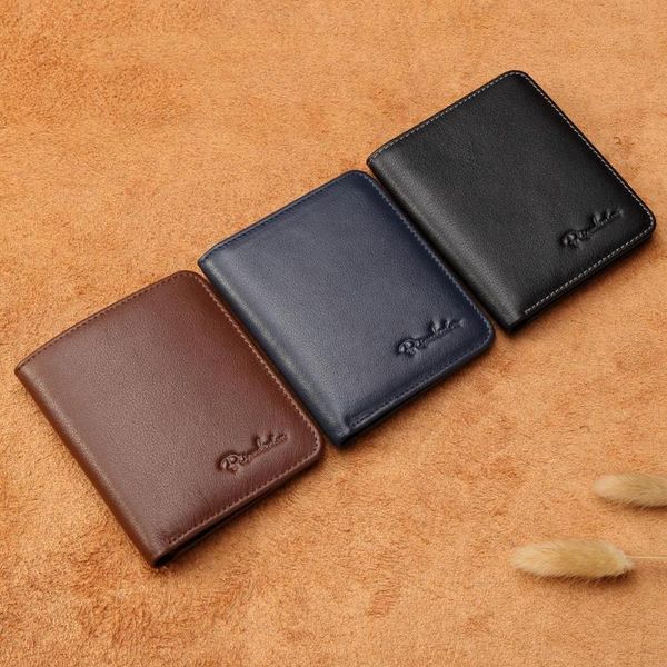 

wallets bison denim mini black purse for men genuine leather men's thin male wallet card holder cowskin soft purses, Red;black