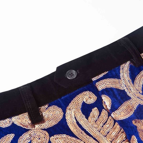 

men's pants blue pyjtrl men sequins velvet, casual floral slacks, sparkling wedding, expanding singer waist 9ofc, Black