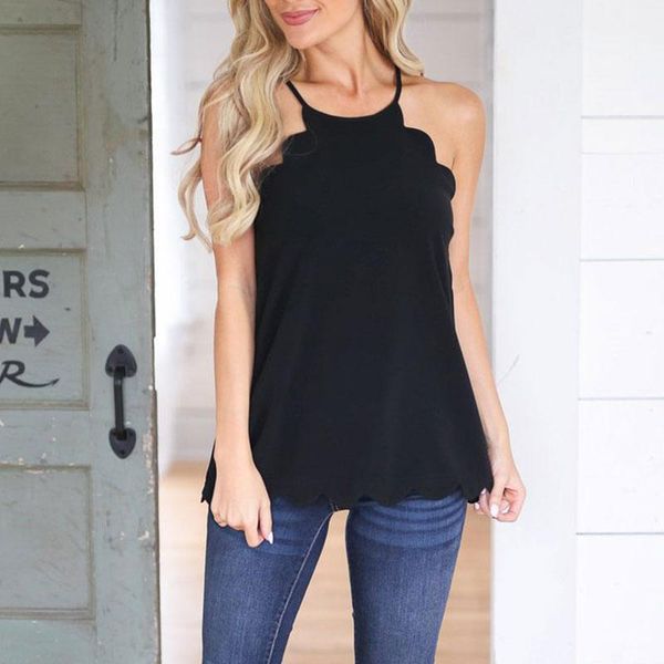 

women's t-shirt summer loose tank women sleeveless camis off shoulder female o-neck ruffles casual clothes ropa mujer, White