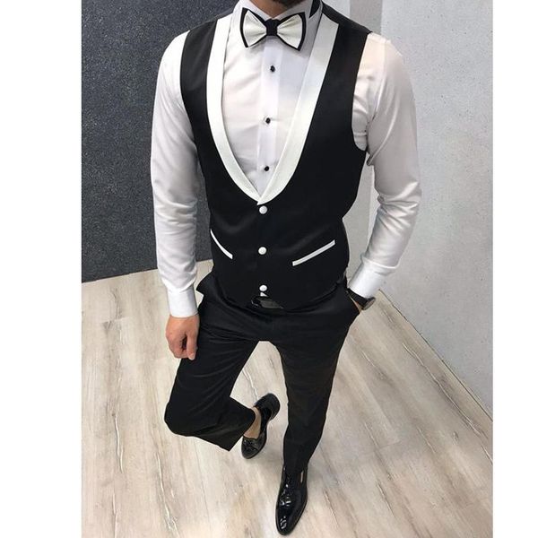 

men's vests groom for wedding black business suit vest slim fit mens italian formal party dress groomsmen waistcoat, Black;white