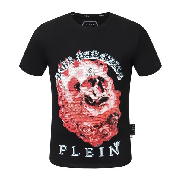 

plein bear t shirt mens designer tshirts rhinestone skull men t-shirts classical hip hop streetwear tshirt casual tees pb 16526, White;black