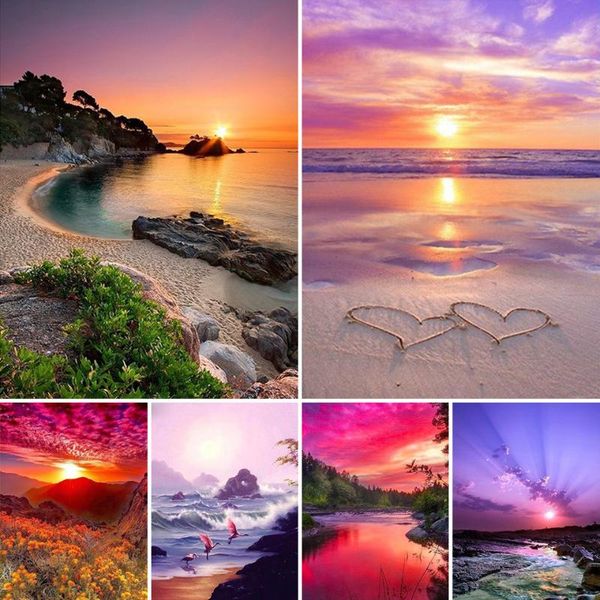 

diamond painting diy 5d landscape sea sunset cross stitch kit full drill embroidery mosaic art picture of rhinestones gift decor