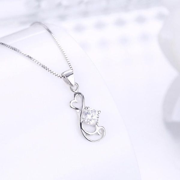 

pendant necklaces long lasting lightweight heart shape cubic zirconia necklace for cocktail party, Silver
