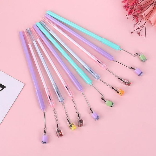 

gel pens 50 pcs/lot cute milk tea pendant pen kawaii black ink neutral promotional gift stationery school writing supplies