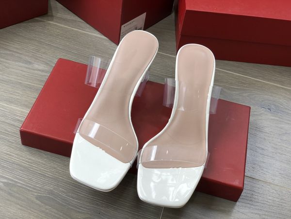 

french slippers women summer sandals mid-heeled new fashion transparent pvc crystal princess high heels 01, Black