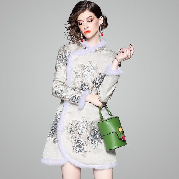 

women's jackets cheongsam slim coat autumn flower chinese style retro women clothing winter long sleeves jacket, Black;brown