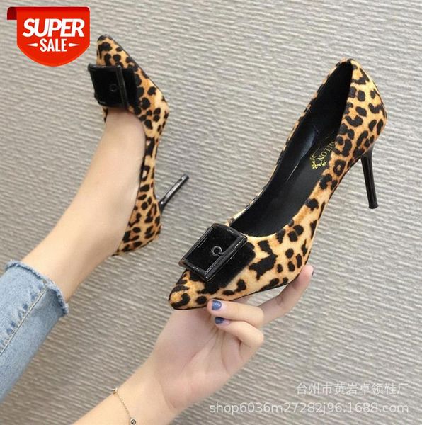 

retro pointed belt buckle color matching work shoes, comfortable stiletto commuter european and american leopard print high-heeled sho #lp24, Black