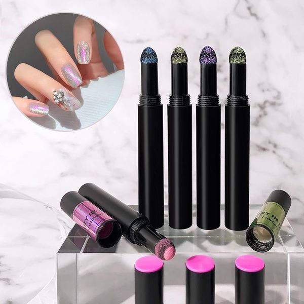 

nail glitter professional aurora magic chrome pigment pen muticolor mirror powder cushion art accessories private label, Silver;gold