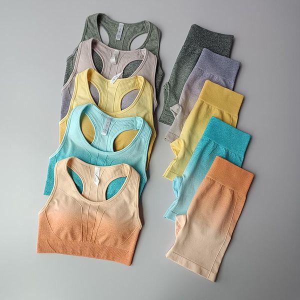 

yoga outfit professional fitness exercise suit women's tracksuit summer fast dry running training elastic shorts leggings two piece set