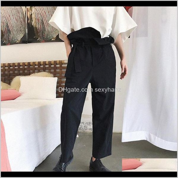 

shorts clothing apparel drop delivery 2021 fall show style trousers side design leisure straight mens high waist cut nine minutes pants sfqp, White;black