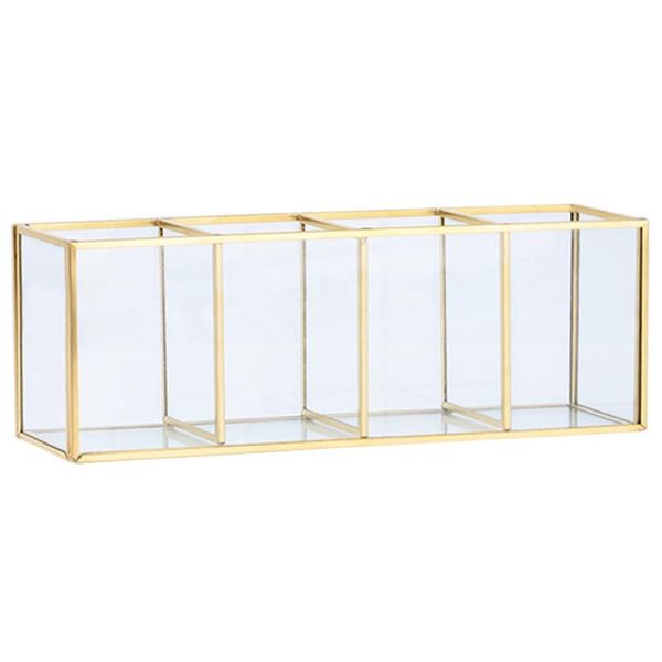 

nordic gold grid glass flip storage tank box luxury modern cosmetics container micro-landscape flower room c boxes & bins