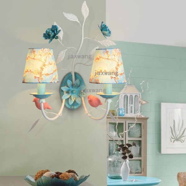 

wall lamps creative cloth lamp bedside bedroom american rose light living room stairway corridor mirror sconce fixture