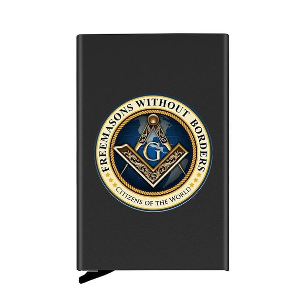 

card holders firemen digital printing fully automatic men anti metal masonic holder wallet women aluminum case, Brown;gray