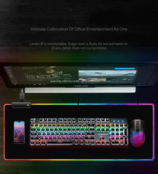 

rgb soft gaming mouse pad large rubber desk mat lapad double-side portable easy clean gamer waterproof mat computer keyboard
