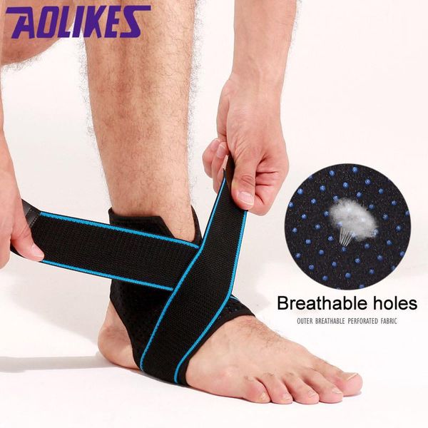 

1pcs sport football breathable ankle brace protector adjustable support pad protection elastic fitness guard, Blue;black