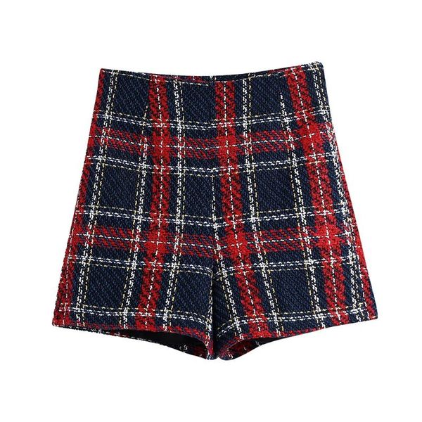 

women's shorts 2021 autumn vintage plaid high waist short fashion office ladies women clothing suits casual chic, White;black