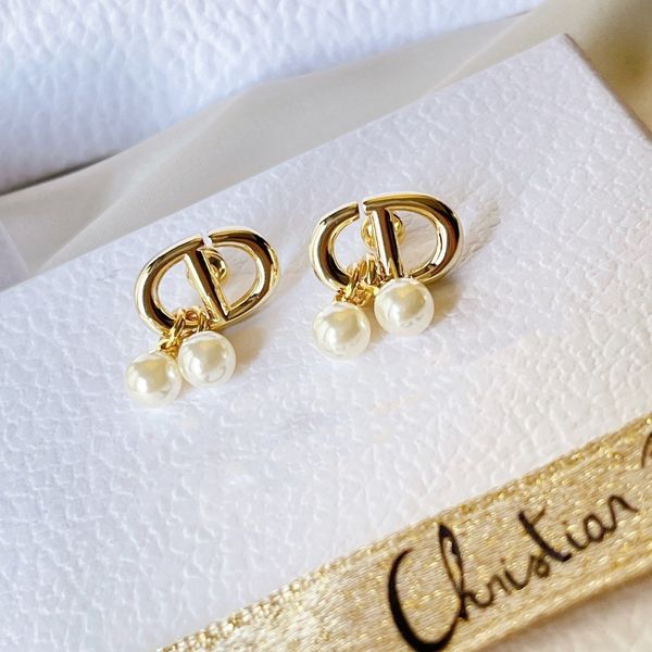 

design jewelry pearl letter earrings female geometric small naked simple fashion earrings accessories, Silver
