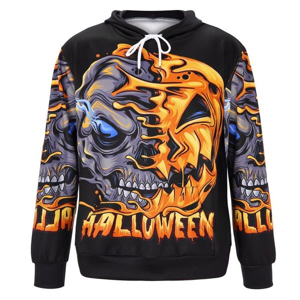 

men's hoodies & sweatshirts vintage gothic 3d skull printing sweatshirt motorcycle style hooded autumn hoody casual streetwear, Black