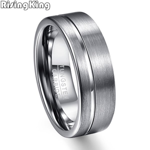 

wedding rings flat offset silver tungsten jewelry ring, Slivery;golden