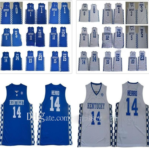 

custom basketball jerseys men kentucky wildcats tyler herro jersey tyrese maxey john wall anthony 23 davis demarcus 15 cousins malik monk co, Black