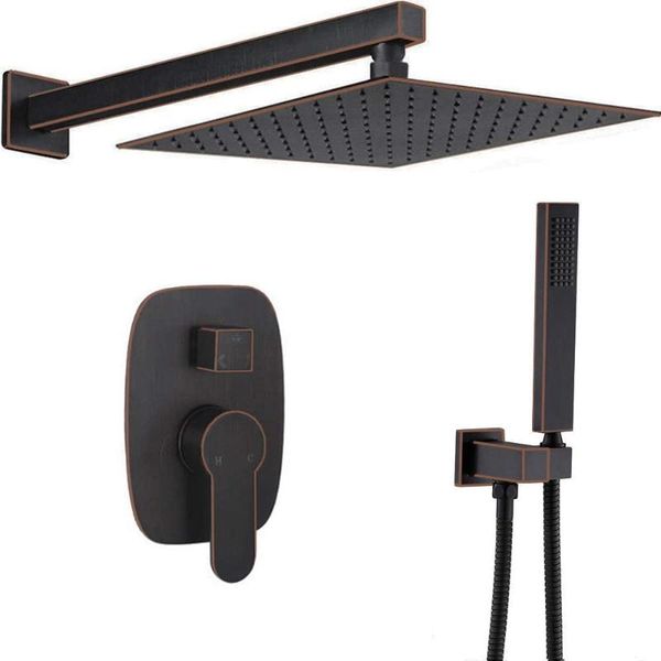 

oil rubbed bronze shower system wall mount 10 inch rainfall with handheld head mixer set bathroom sets