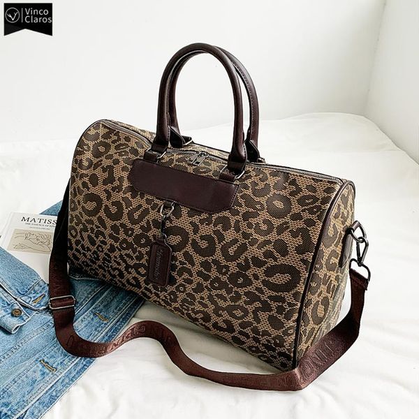 Borsone da donna VC Borsa leopardata da donna Trend Designer Borsa a tracolla da viaggio per il fine settimana Borsone da viaggio corto Borsa a tracolla grande da donna