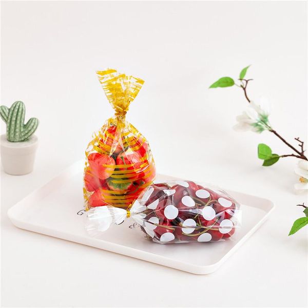 

gift wrap 100pcs packing bag plastic biscuits packaging bread baking white gold dot candy dragee cookies package party wedding decor