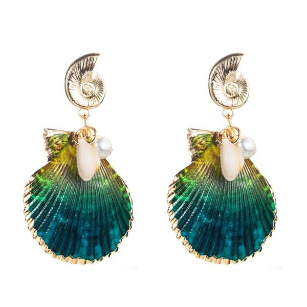 

dangle & chandelier european and american multi-layer colorful shell earrings ladies fashion personality seaside vacation beach wind wholesa, Silver
