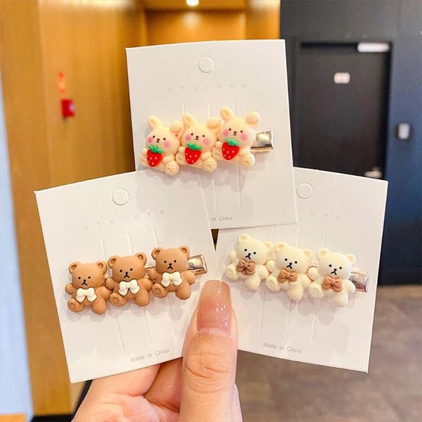 

hair accessories x7ya bear clip kawaii resin animal hairpins barrettes 3 design lovely pins headdress for women girl hairstyle, Slivery;white