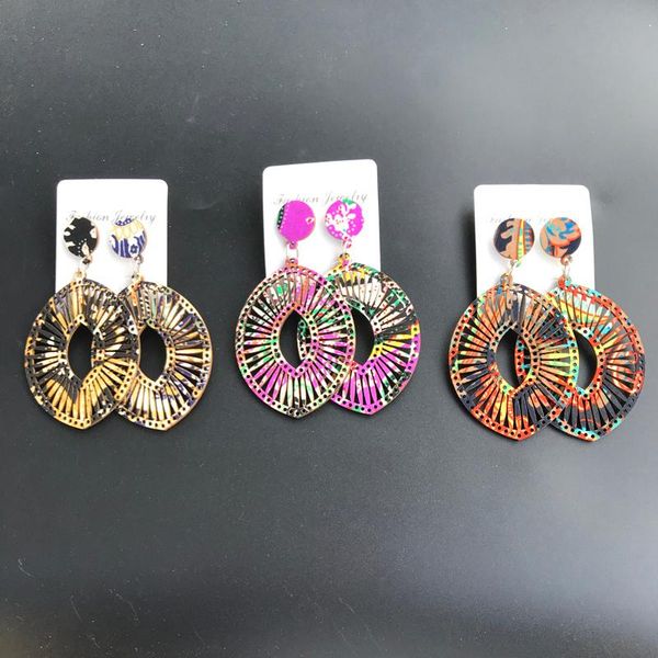 

dangle & chandelier african style fabric long hollow wooden drop earrings, Silver