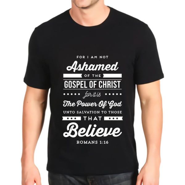 

men's t-shirts printed tshirt fashion i am not ashamed of the gospel christian print tees mens loose customization, White;black