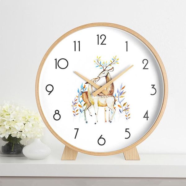 

desk & table clocks european style clock with wood holder office desksilent living room decoration creative simple quartz