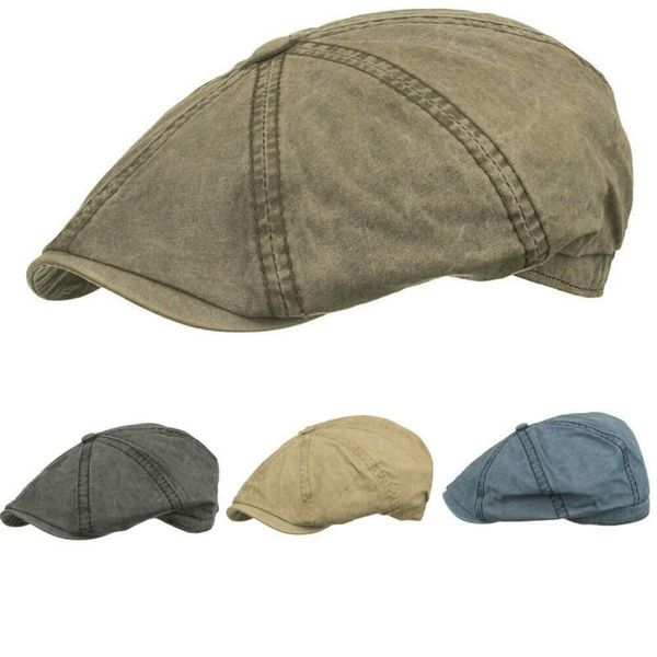 

visors vintage men's retro washing gatsby cap 8 panel sboy flat hat organic cotton anti-uv 2021 in fashion, Blue;gray