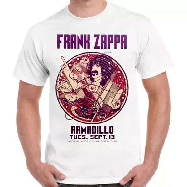 

frank zappa armadillo poster austin texas nightclub retro t shirt 88, White;black