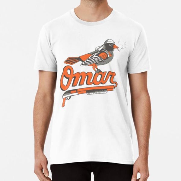 

men's t-shirts omar the wire baltimore oriole t shirt, White;black
