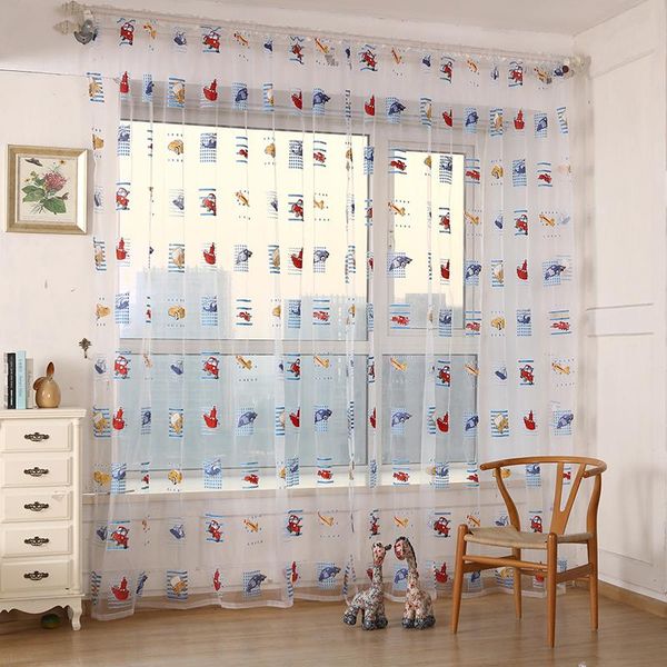 

curtain & drapes cartoon car sailboat pattern embroidered voile for kids bedroom living room sheer window luxury children tulle