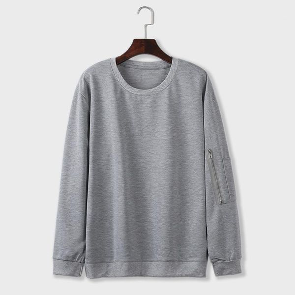 

european size 2021 spring men's loose pure color casual pullover long sleeve sweater spot 1228 hoodies & sweatshirts, Black