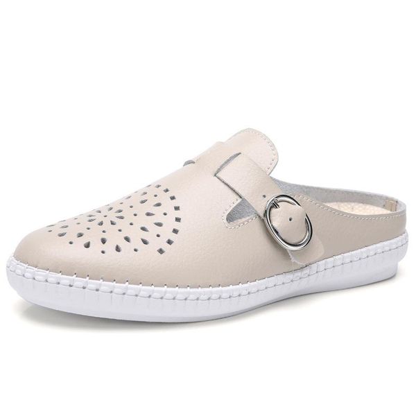 

summer women's sandals hollow flat fashion comfortable shoes leather, Black