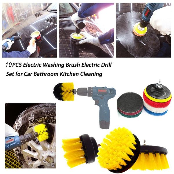 

car sponge 10pcsset electric scrubber brush drill kit plastic round cleaning for bath carpet glass tires clean well made