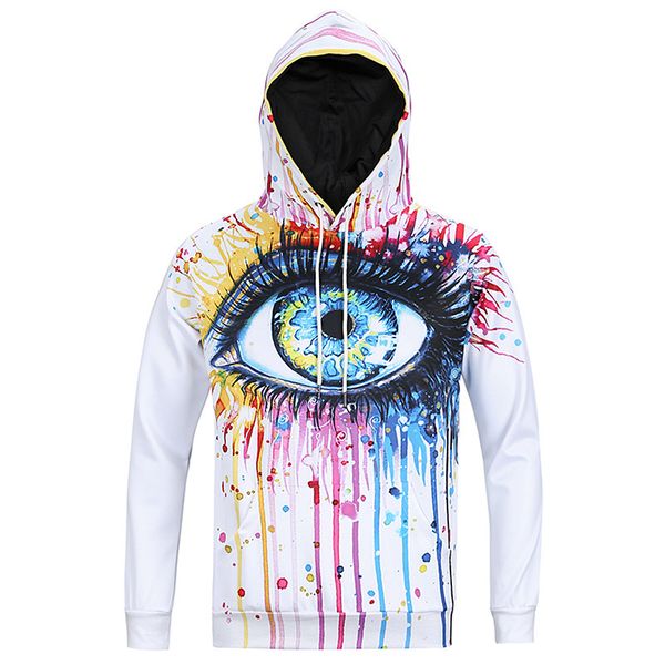 

sweatshirts leisure mens high fashionautumn quality 2021 color large eyes 3d digital printing men's and women's couple hoodie, Black