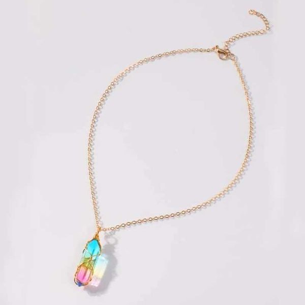 

pendant necklaces punk style creative winding hexagonal column necklace simple color ladies jewelry, Silver