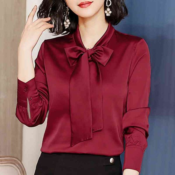 

blusas mujer de moda long sleeve blouse women bow collar office blouse plus size women womens and blouses c470 210602, White