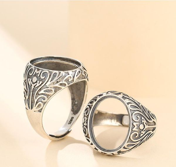

cluster rings 13*18mm 925 sterling silver semi mount bases blanks base blank pad ring setting set diy men a5532, Golden;silver