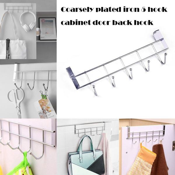 

fashion 5 hooks metal hook up for kitchen door hanger coat cabinet home storage supplies tools towel holder & rails