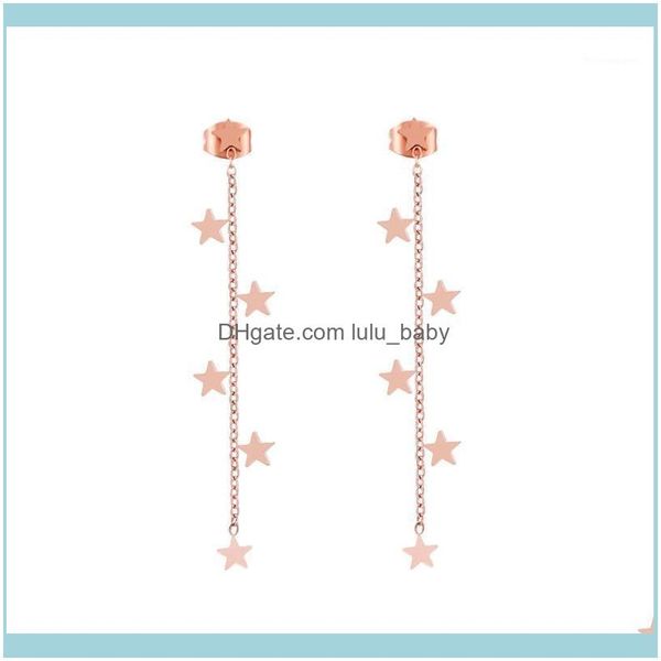 Stud Jewelrystud Oro rosa Siery Stars Orecchini a catena lunga per le donne Orecchino regalo di lusso Orecchio femminile Gioielli Aessories 1 Drop Delivery 2021 G